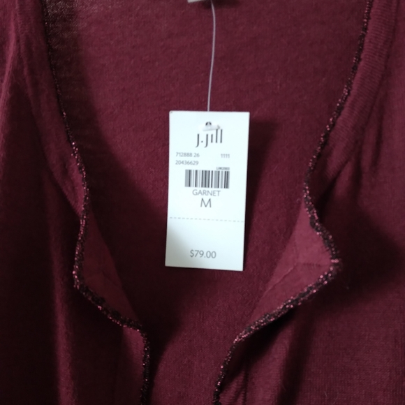NWT- J.JILL BURGUNDY CARDIGAN SWEATER - Picture 2 of 5